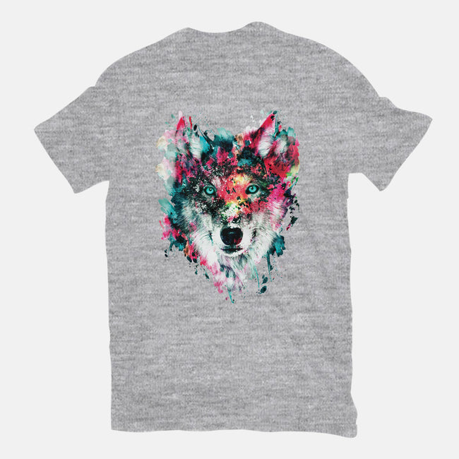 Watercolor Wolf-womens fitted tee-RizaPeker