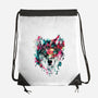 Watercolor Wolf-none drawstring bag-RizaPeker
