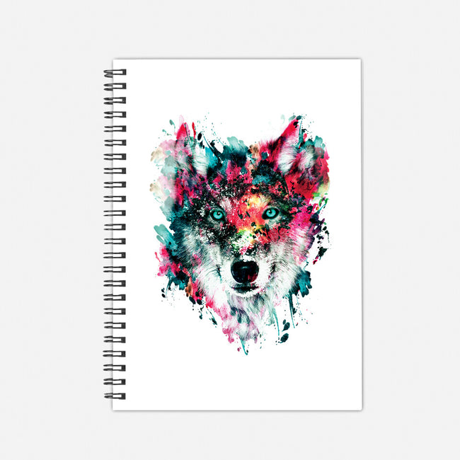 Watercolor Wolf-none dot grid notebook-RizaPeker