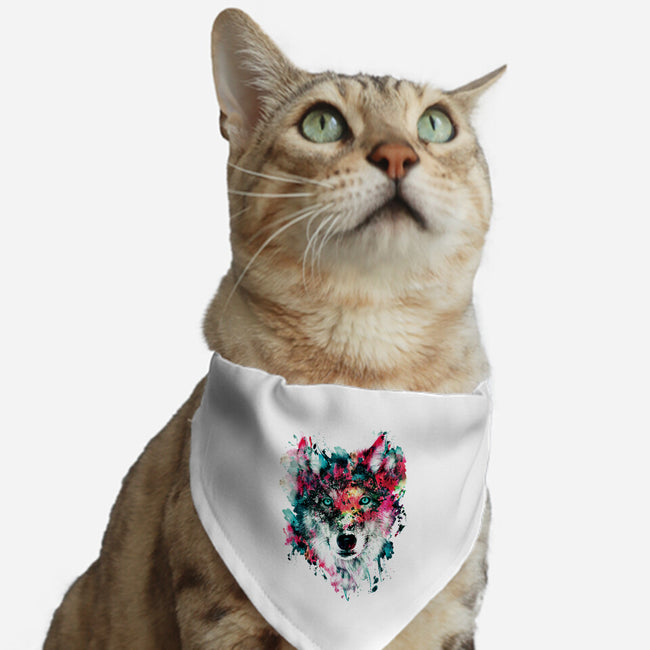 Watercolor Wolf-cat adjustable pet collar-RizaPeker