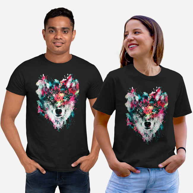 Watercolor Wolf-unisex basic tee-RizaPeker