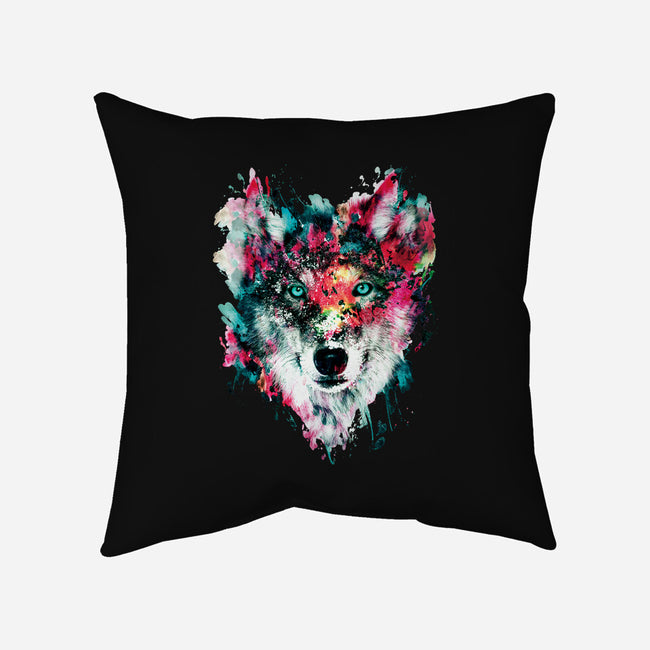 Watercolor Wolf-none removable cover w insert throw pillow-RizaPeker