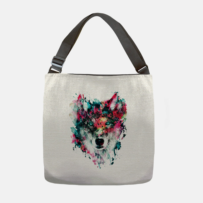 Watercolor Wolf-none adjustable tote-RizaPeker