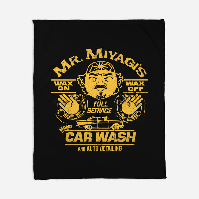 Wax On Wax Off Car Wash-none fleece blanket-DeepFriedArt