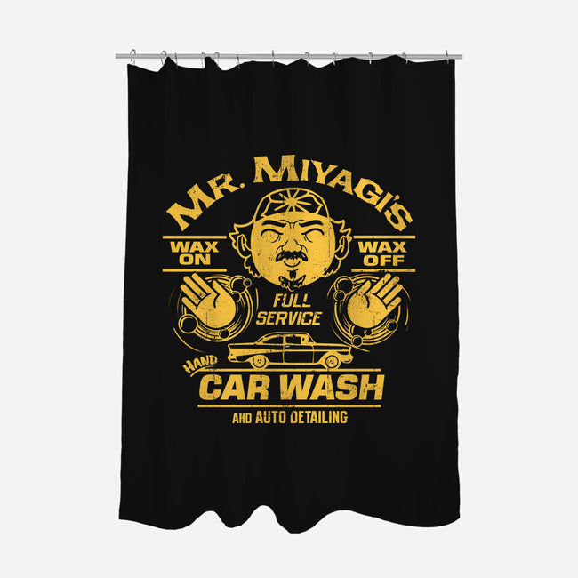 Wax On Wax Off Car Wash-none polyester shower curtain-DeepFriedArt