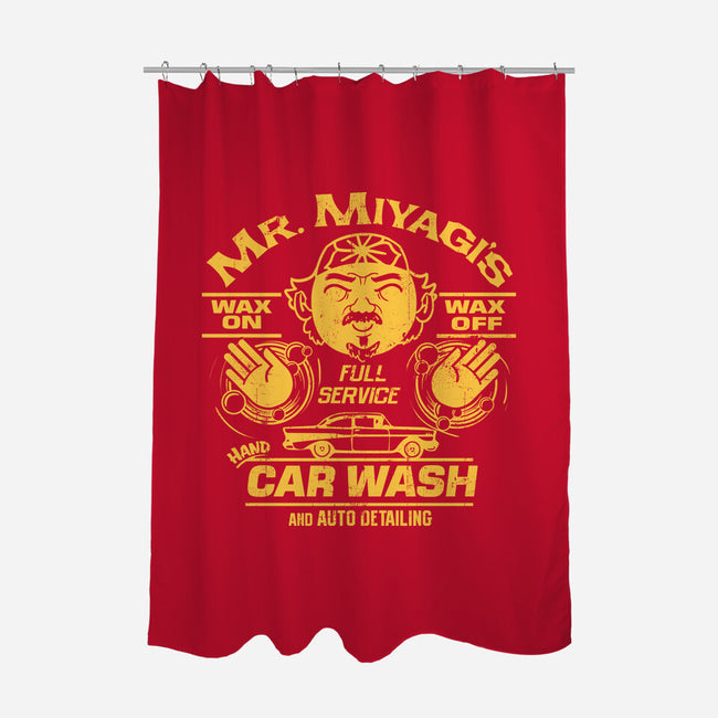 Wax On Wax Off Car Wash-none polyester shower curtain-DeepFriedArt