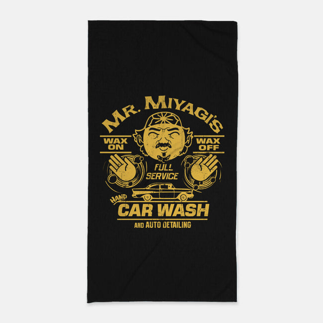 Wax On Wax Off Car Wash-none beach towel-DeepFriedArt