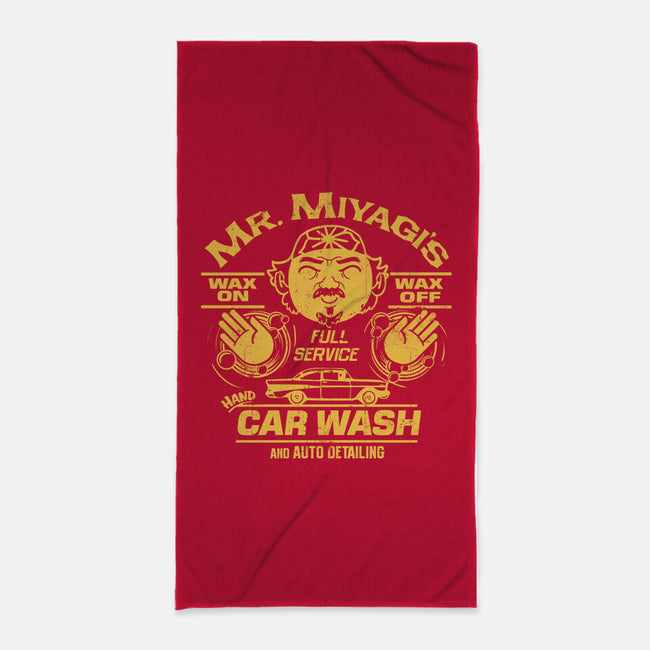 Wax On Wax Off Car Wash-none beach towel-DeepFriedArt
