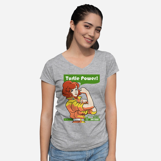We Can Do It Turtles-womens v-neck tee-hugohugo