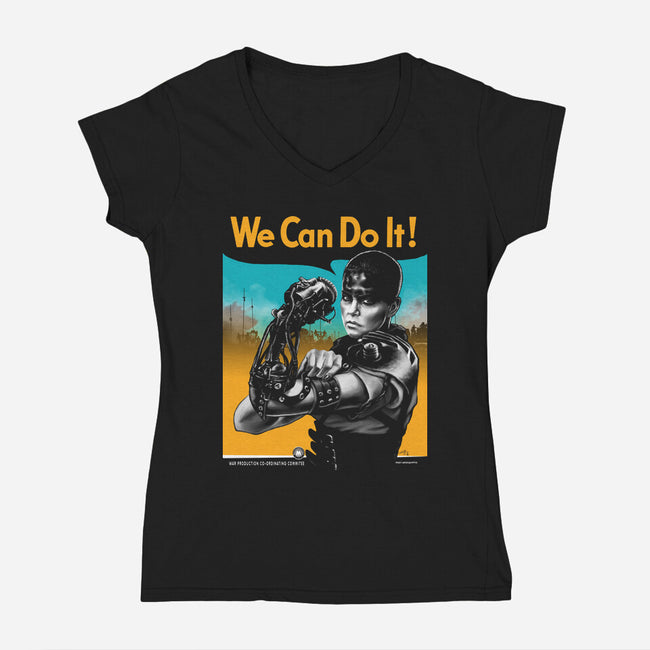 We Can Do It Furiously-womens v-neck tee-hugohugo
