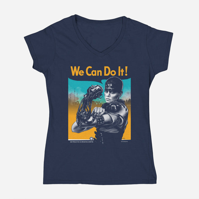 We Can Do It Furiously-womens v-neck tee-hugohugo