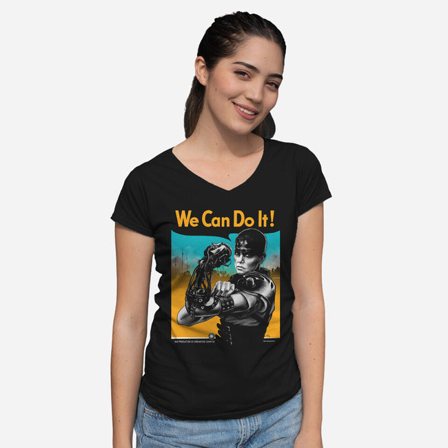 We Can Do It Furiously-womens v-neck tee-hugohugo