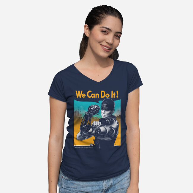 We Can Do It Furiously-womens v-neck tee-hugohugo