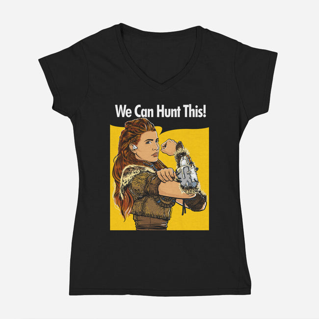 We Can Hunt This!-womens v-neck tee-rustenico