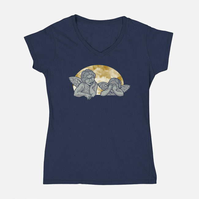 Weeping Cherubs-womens v-neck tee-jkilpatrick