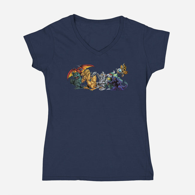 Where the Wild Kaiju Are-womens v-neck tee-El Black Bat