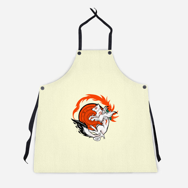 White Wolf Goddess-unisex kitchen apron-TechraNova