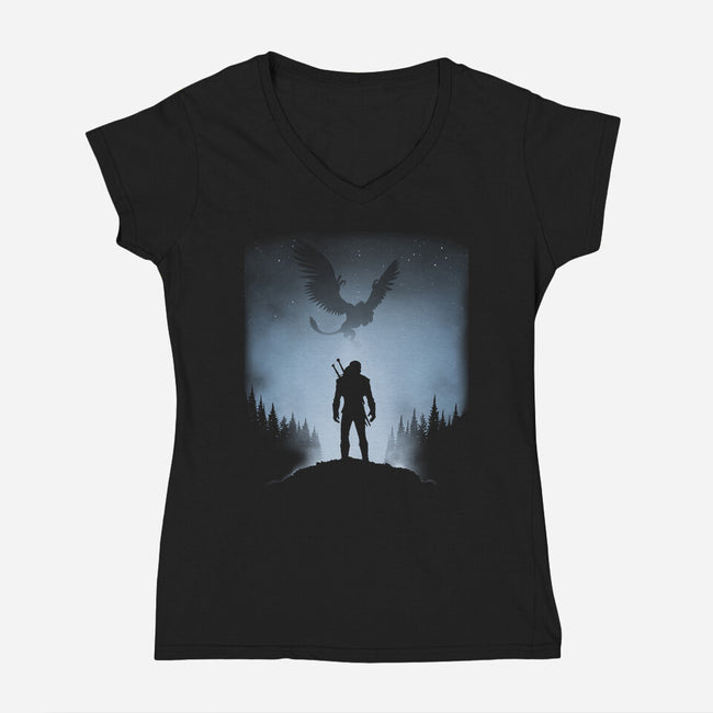 White Wolf vs The Griffin-womens v-neck tee-ddjvigo