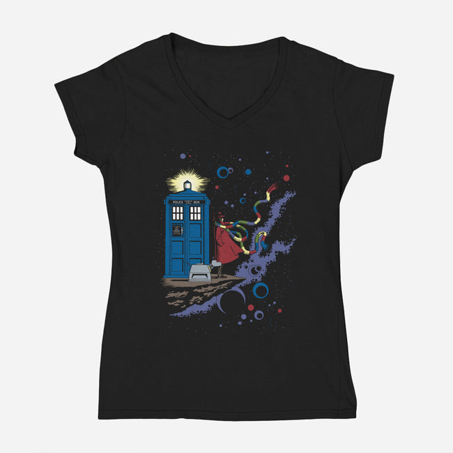Who's Space-womens v-neck tee-kal5000