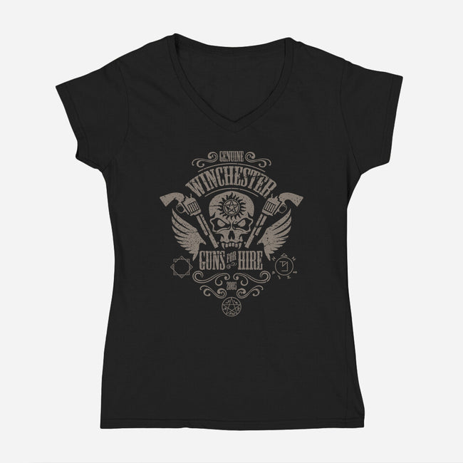 Winchester Guns for Hire-womens v-neck tee-jrberger
