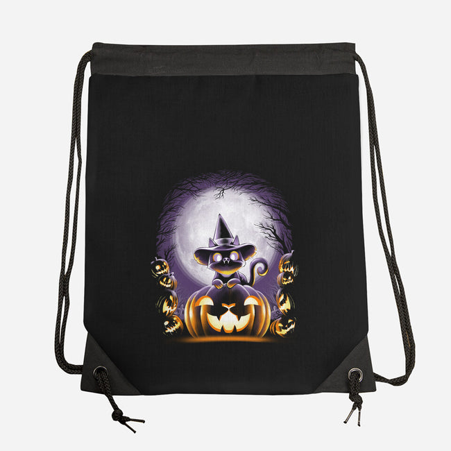 Witch-Cat Night-none drawstring bag-alemaglia