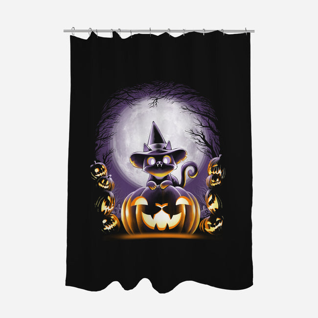 Witch-Cat Night-none polyester shower curtain-alemaglia