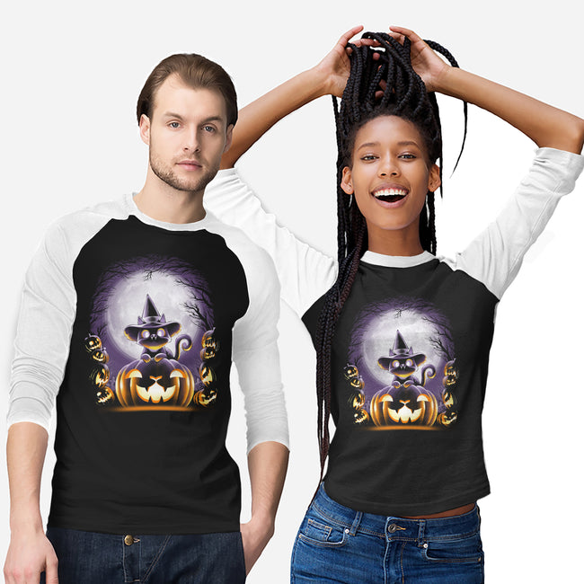 Witch-Cat Night-unisex baseball tee-alemaglia