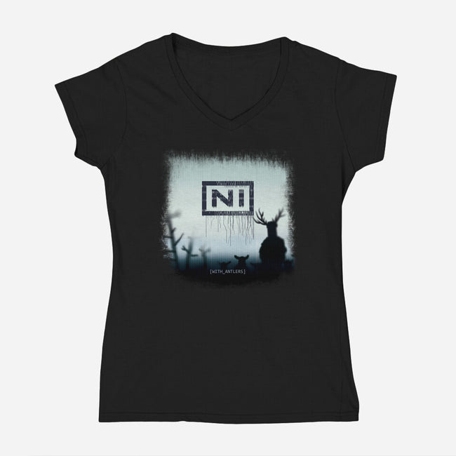 With Antlers-womens v-neck tee-ntesign