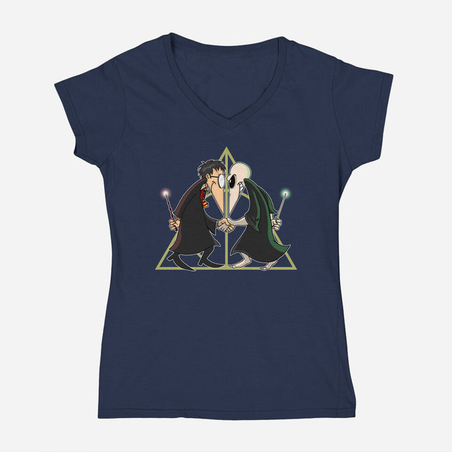 Wizard Vs Wizard-womens v-neck tee-SarahCave