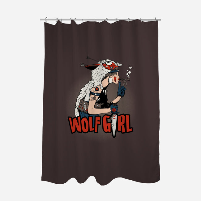 Wolf Girl-none polyester shower curtain-beware1984