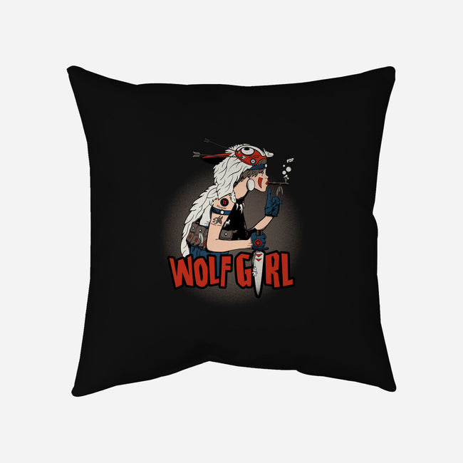 Wolf Girl-none removable cover w insert throw pillow-beware1984