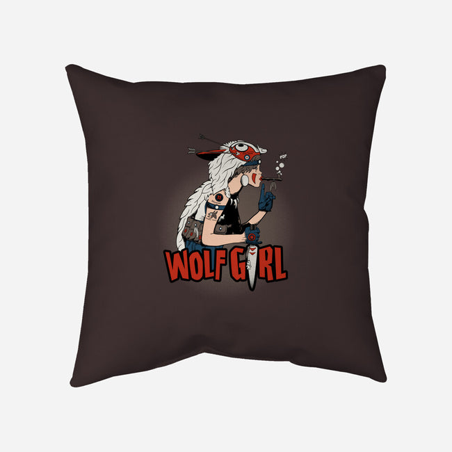 Wolf Girl-none removable cover w insert throw pillow-beware1984