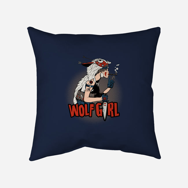 Wolf Girl-none removable cover w insert throw pillow-beware1984