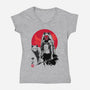 Wolf Girl Sumi-e-womens v-neck tee-DrMonekers