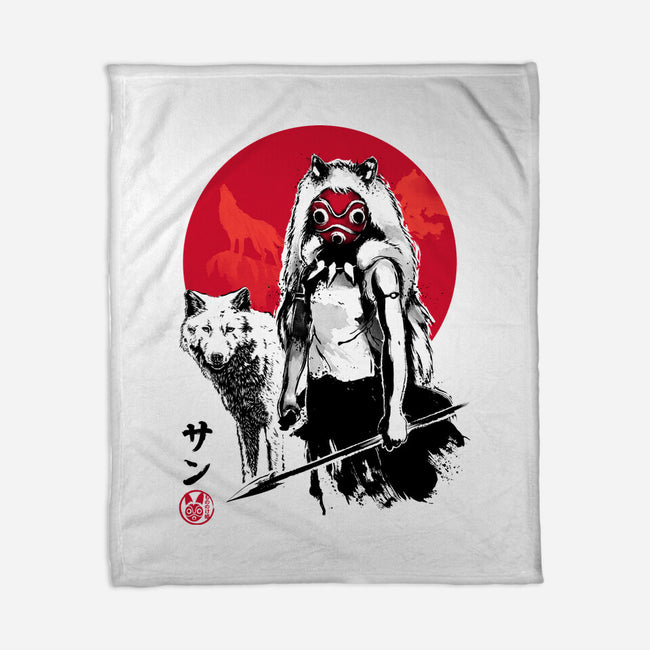 Wolf Girl Sumi-e-none fleece blanket-DrMonekers