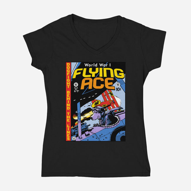 World War I Flying Ace-womens v-neck tee-Captain Ribman