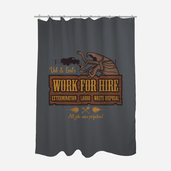 Val & Earl's Work for Hire-none polyester shower curtain-beware1984