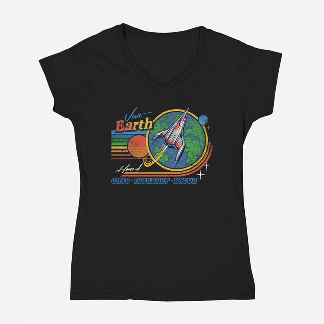 Visit Earth-womens v-neck tee-Steven Rhodes