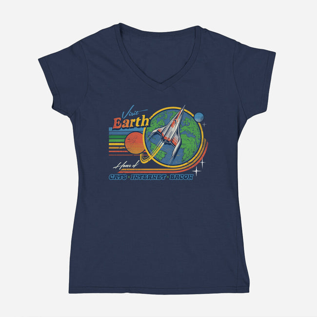 Visit Earth-womens v-neck tee-Steven Rhodes