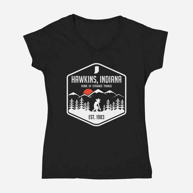 Visit Hawkins-womens v-neck tee-waltermck