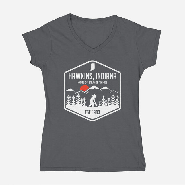 Visit Hawkins-womens v-neck tee-waltermck