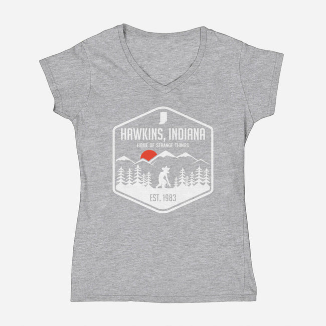 Visit Hawkins-womens v-neck tee-waltermck