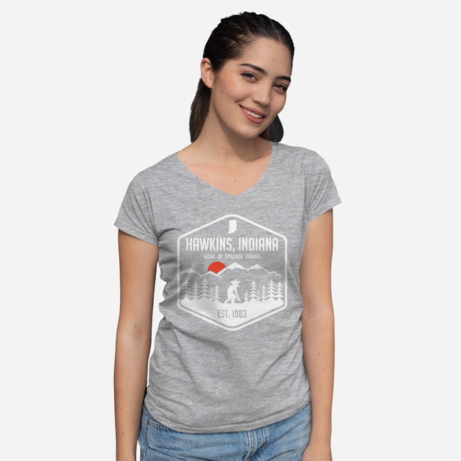 Visit Hawkins-womens v-neck tee-waltermck