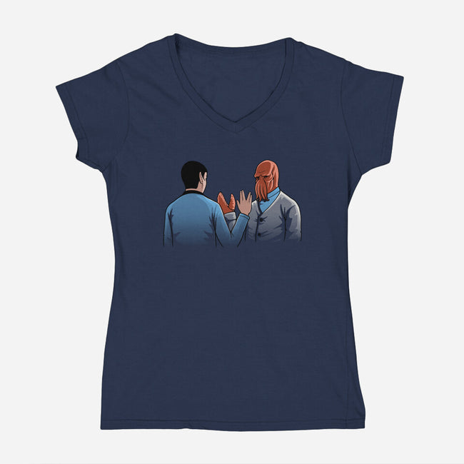 Vulcan Salute-womens v-neck tee-Naolito