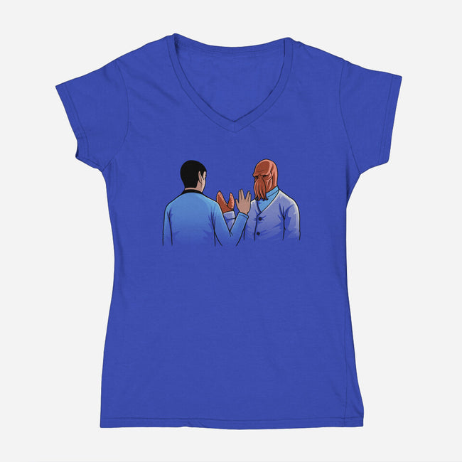 Vulcan Salute-womens v-neck tee-Naolito