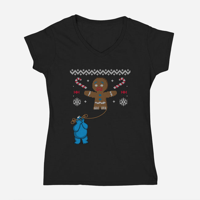 Ugly Cookie!-womens v-neck tee-Raffiti