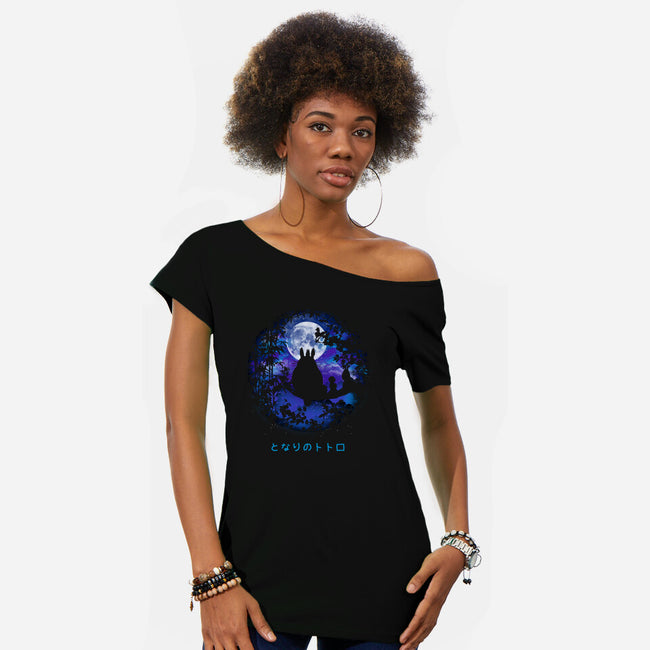 Under The Moon-womens off shoulder tee-pescapin