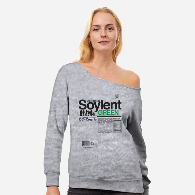 Unprocessed Soylent Green-womens off shoulder sweatshirt-Captain Ribman