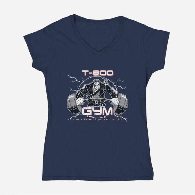 T-800 Gym-womens v-neck tee-Coinbox Tees