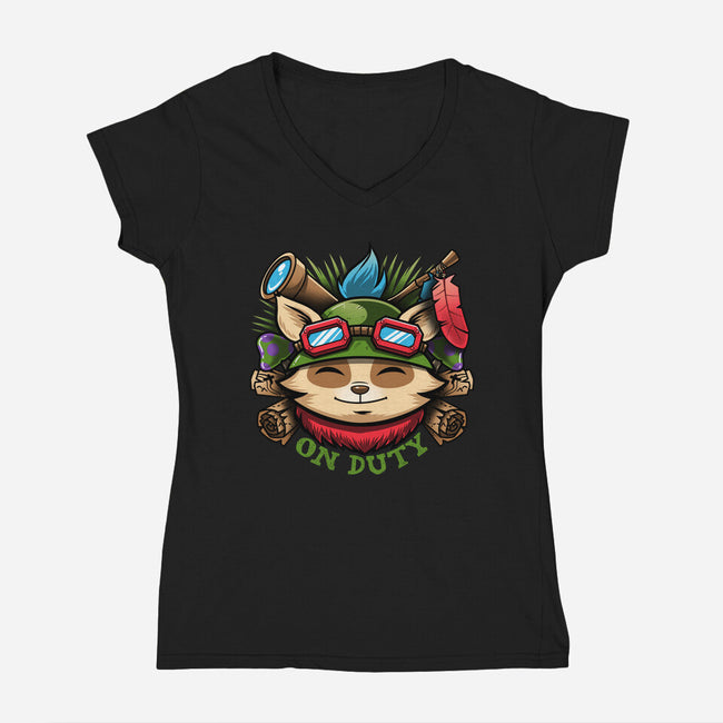 Teemo On Duty-womens v-neck tee-Bamboota
